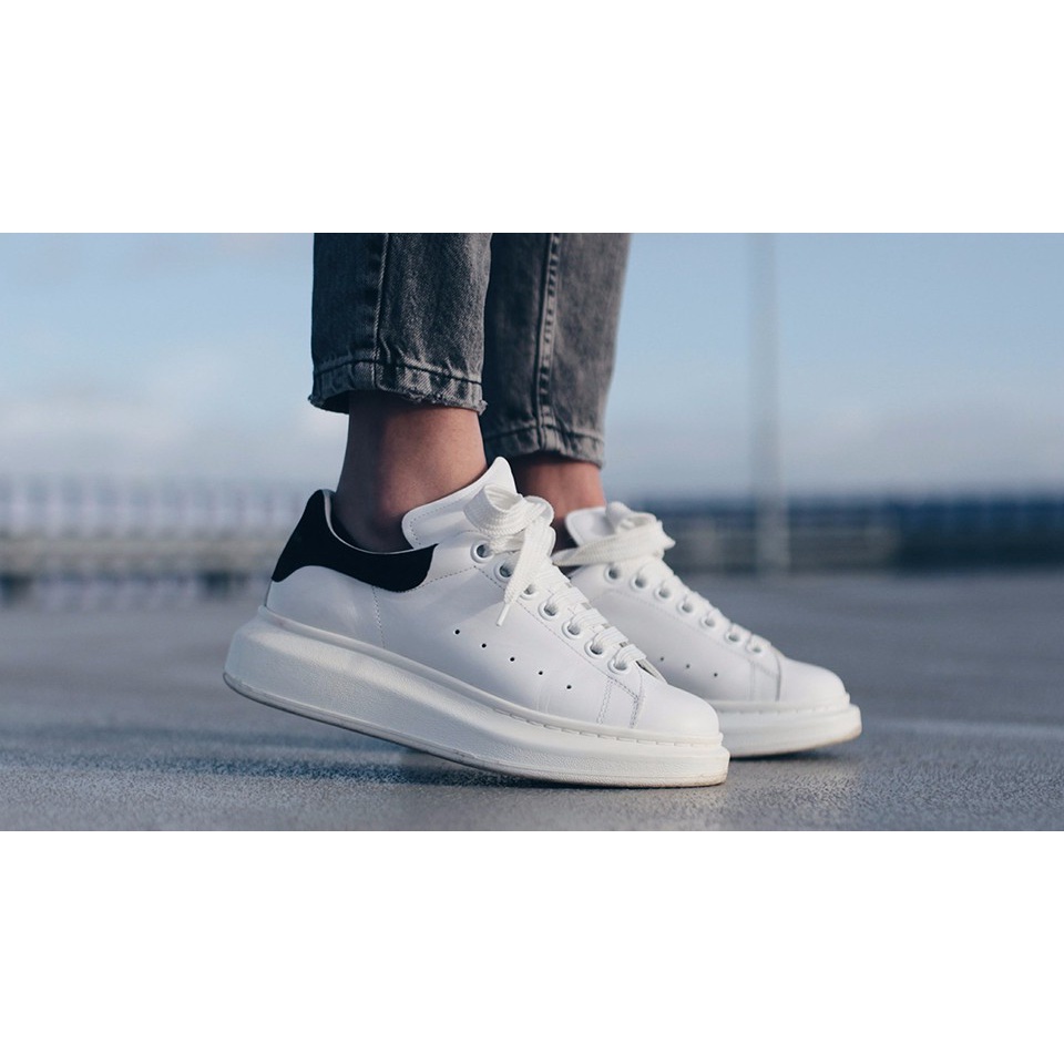 Giày MC Queen Unisex gót nhung đen dây lụa chất liệu da mền đi êm full bil + full box 11