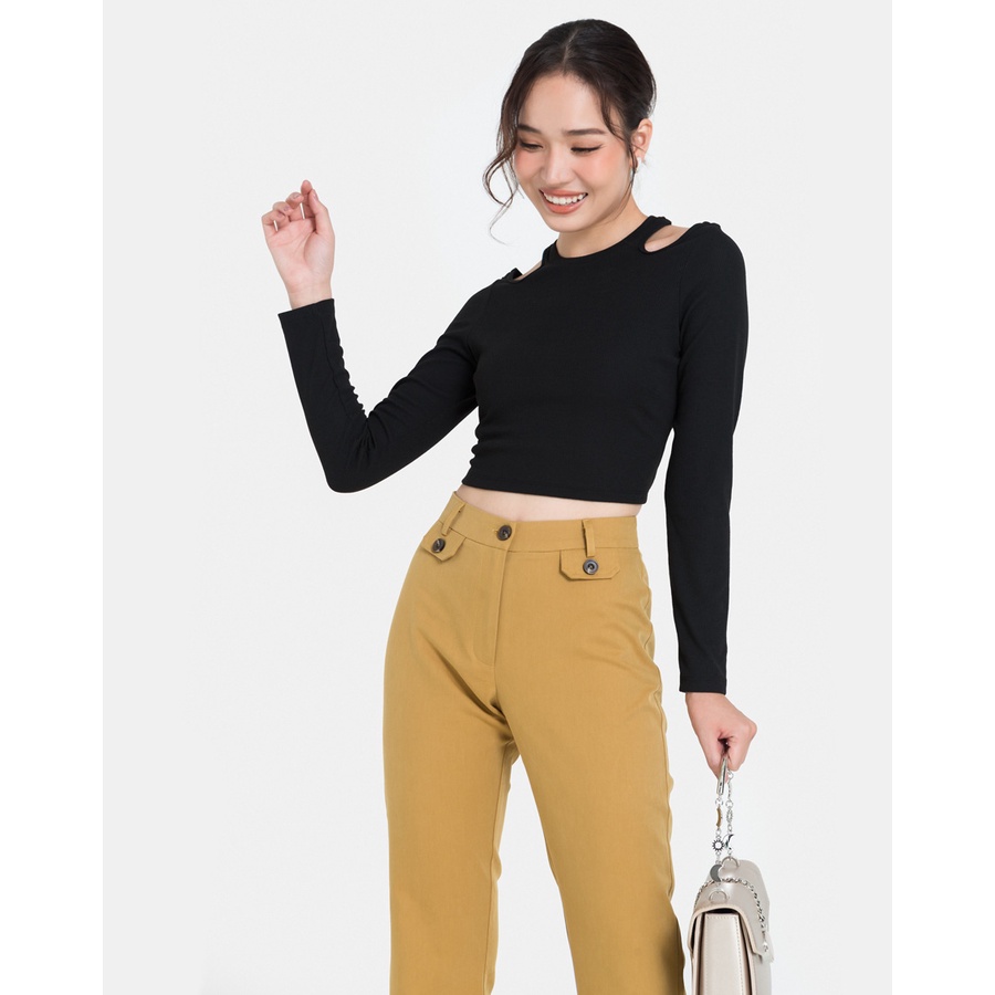 Áo Thun Nữ Thời Trang JUNO Dáng Ôm Cutout Vai JNATH001