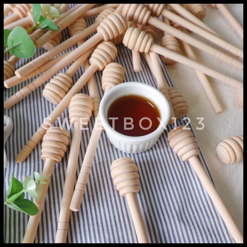 Cây Khuấy Mật Ong Bằng Gỗ - Muỗng Gỗ Khuấy Mật Ong Đầu Tròn Tặng Khách Saffron Mật Ong