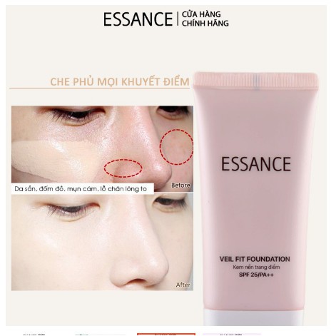 Kem nền bền màu che khuyết điểm toàn diện Essance Veil Fit Foundation SPF25 PA++ 30ml