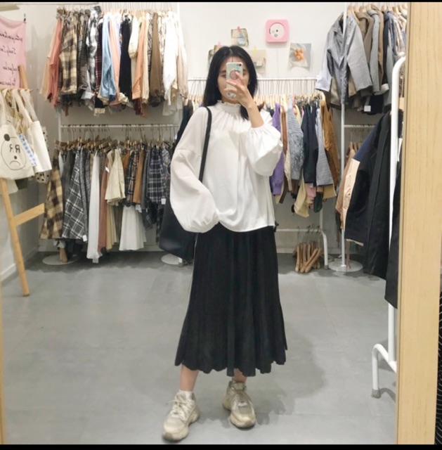 Áo sơ mi trắng tay bồng babydoll cổ sen nữ chất đẹp ❤️