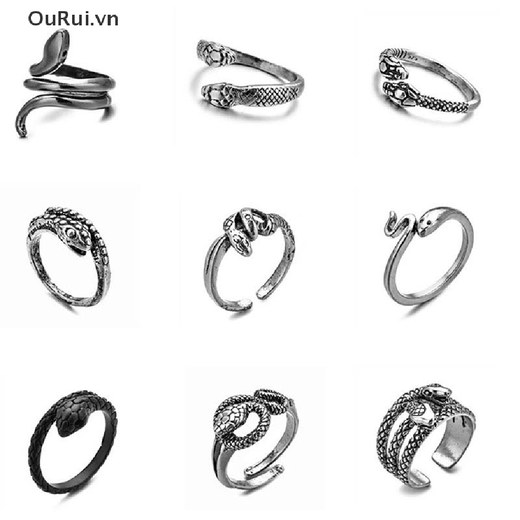 Nhẫn Hở Hình Rắn Bằng Bạc Phong Cách Cổ Điển 21 Kiểu Tùy Chỉnh Cho Nam Và Nữ