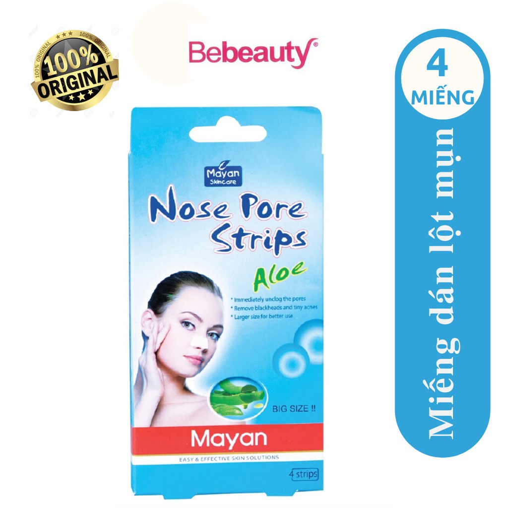 Miếng dán lột mụn mũi lô hội Mayan Skincare Nose Pore Strips Aloe Hàn Quốc hộp 4 miếng - 0513902