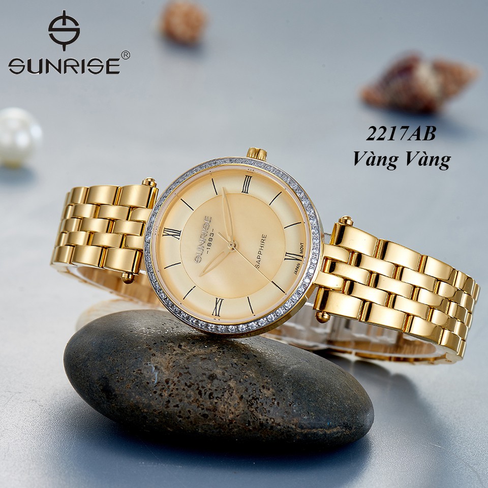 Đồng hồ nữ siêu mỏng Sunrise 2217AB Đính Đá kính Sapphire chống xước - Fullbox chính | BigBuy360 - bigbuy360.vn