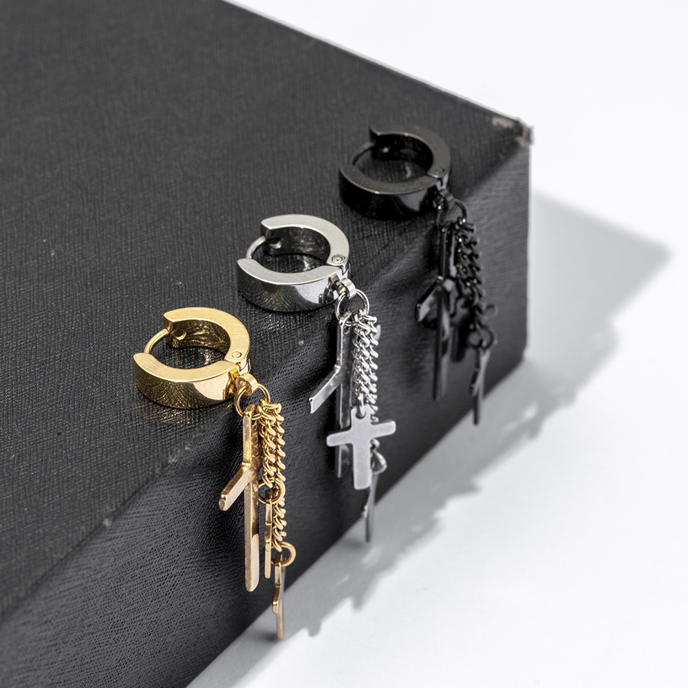 ★★★ 1 Bông Tai Không Xỏ Lỗ Bằng Thép Không Gỉ Phong Cách Âu Mỹ Sáng Tạo