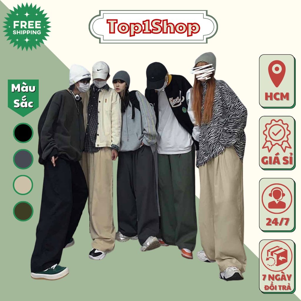 Quần Kaki Nam Baggy Ống Rộng Dáng Suông Basic Unisex
