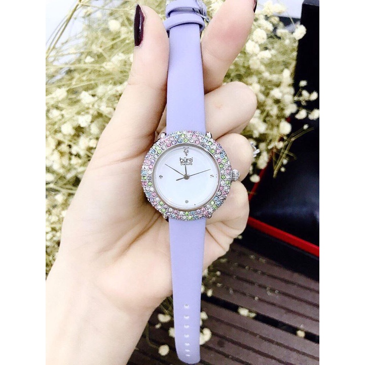 Đồng Hồ Nữ Burgi BUR227 tím phớt , Mặt Mâm Xôi Đính Đá Size 33mm Full Box ⚜️Hàng Authentic⚜️