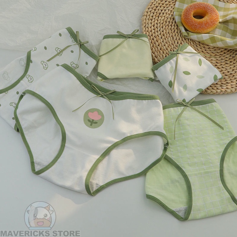 Set 5 quần Quần Lót cotton Lưng Vừa Thoáng Khí thoải mái và dễ chịu Cho Nữ Nội y xanh chất đẹp deal xịn sexy