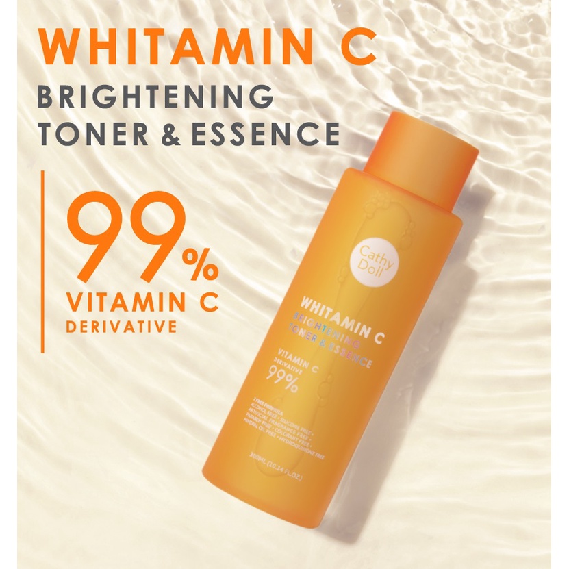 Nước hoa hồng dưỡng trắng da mờ thâm Cathy Doll Whitamin C Brightening Toner And Essence 300ml