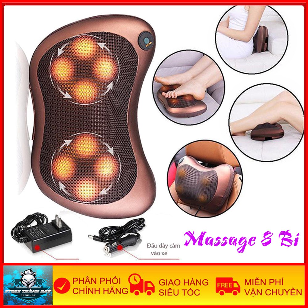 Gối Massage 8 Bi 2 Chiều Hồng Ngoại Đa Chức Năng Sử Dụng Toàn Thân, Giảm Đau Giảm Căng Thẳng Giải Trí Thư Giãn  PD0072