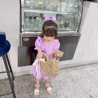 Đầm Bé Gái Chấm Bi Thắt Nơ Eo