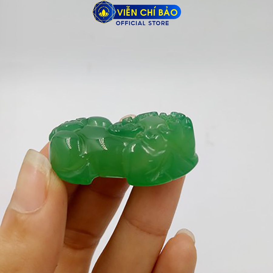 Mặt dây chuyền T.ỳ H.ưu xanh lá đá phong thủy chất liệu đá tự nhiên thời trang phụ kiện trang sức Viễn Chí Bảo M200129