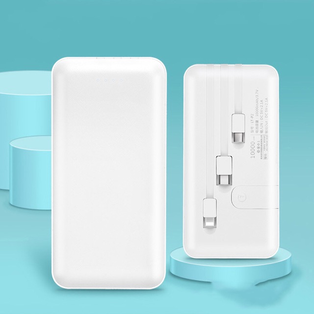 Sạc dự phòng 10000mAh GB08 Đèn Led Hiển Thị tích hợp 3 dây sạc lightning/Micro/Type c.