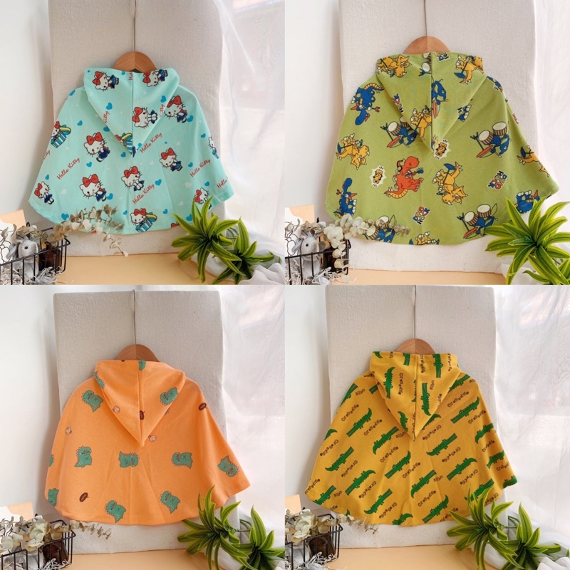 (Được lựa mẫu) Áo Choàng Chống Nắng Cho Bé, Áo Cánh Dơi Họa Tiết Đáng Yêu, Chất Liệu Cotton cho bé