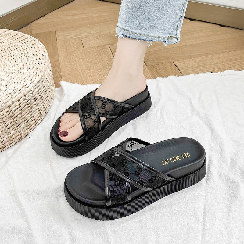 Dép đi chơi nữ mùa hè 2021 Cross Platform mới Thời trang mạng lưới người nổi tiếng nhỏ hương gió biển giày trong c