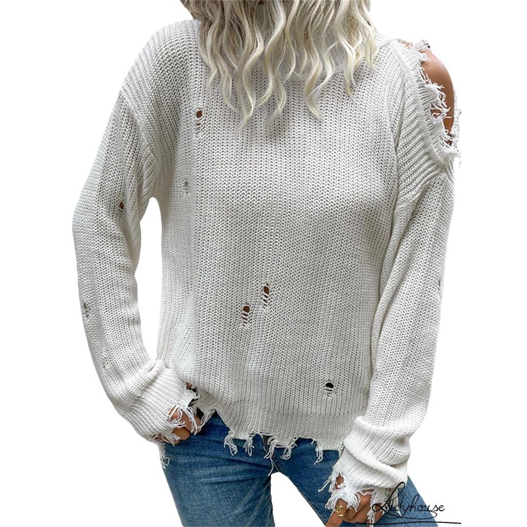 Áo Dệt Kim Tay Dài Cổ Cao Xẻ Tà Màu Sắc Trơn Thời Trang Xuân Thu Dành Cho Nữ