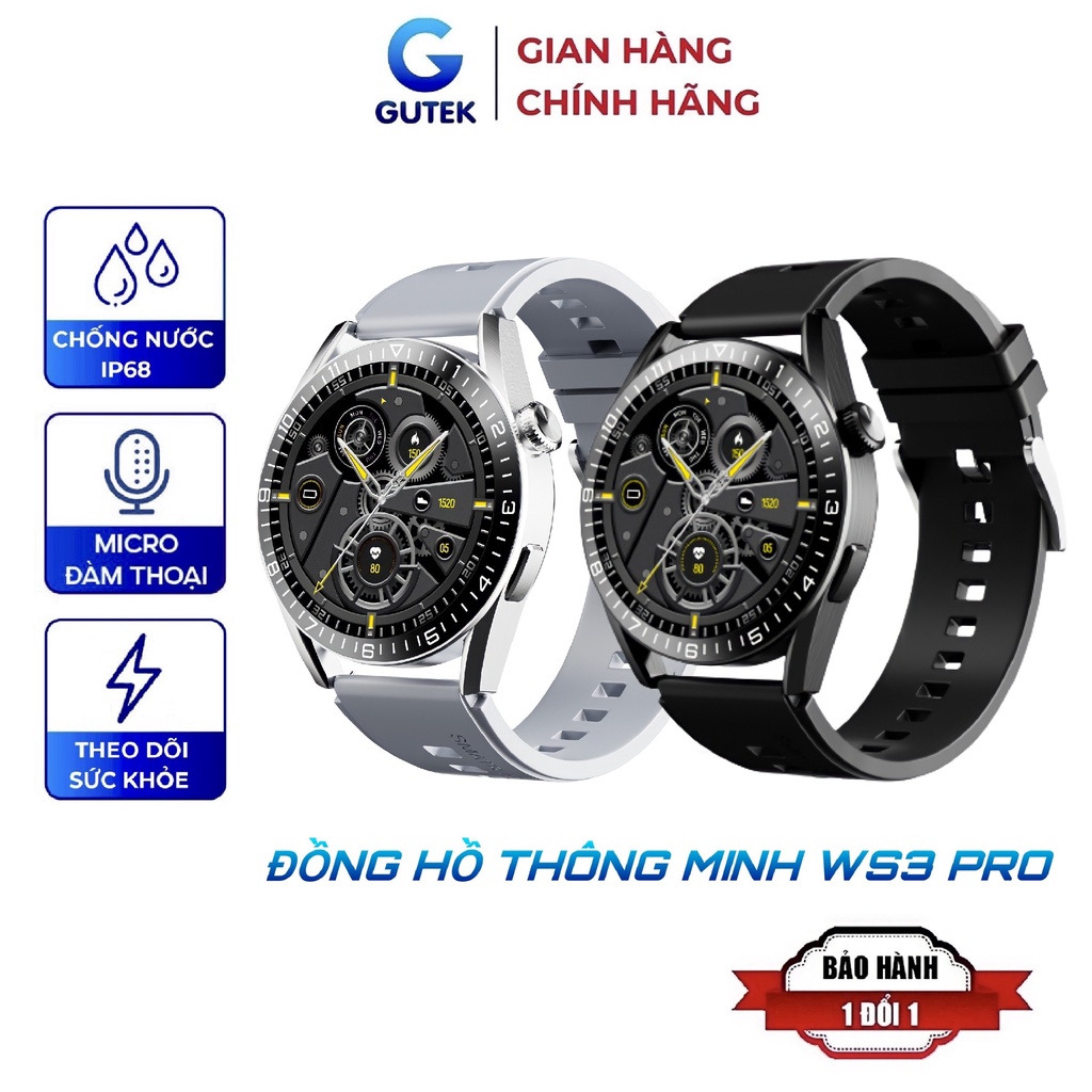 Đồng hồ thông minh Smart Watch Gutek WS3 Pro cảm ứng chống nước ip67 nghe gọi nhắn tin theo dõi sức khỏe