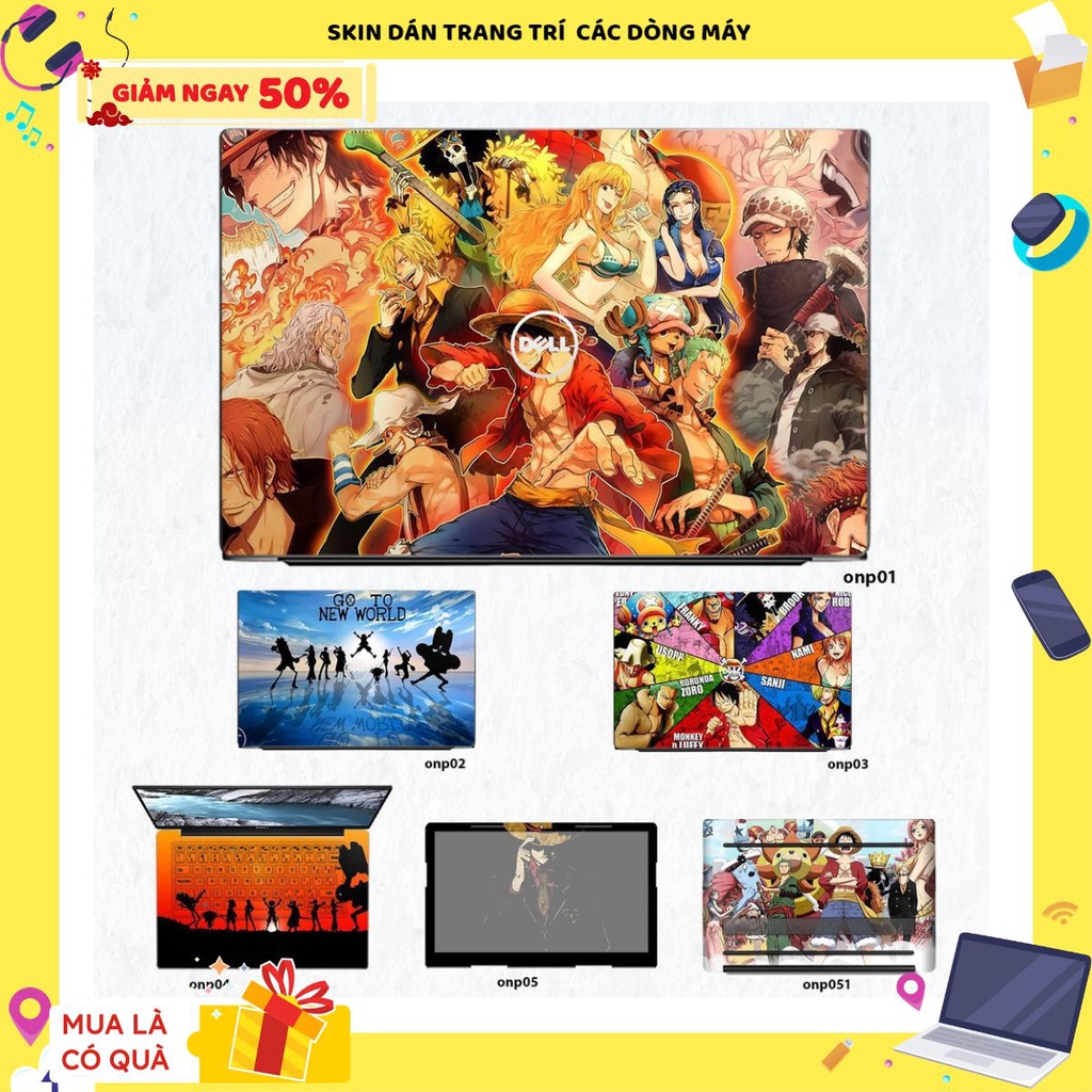 Skin dán trang trí dành cho Laptop Dell in hình One Piece (inbox mã máy cho Shop)