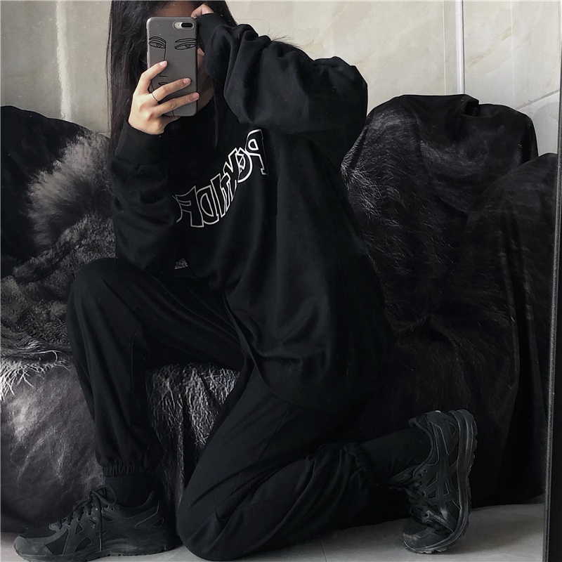 Áo Sweater nỉ mỏng waitmore in chữ Hàn Quốc. Nỉ ngoại dài tay form rộng Ulzzang siêu hot. Áo ulzzang thu đông nam nữ | BigBuy360 - bigbuy360.vn