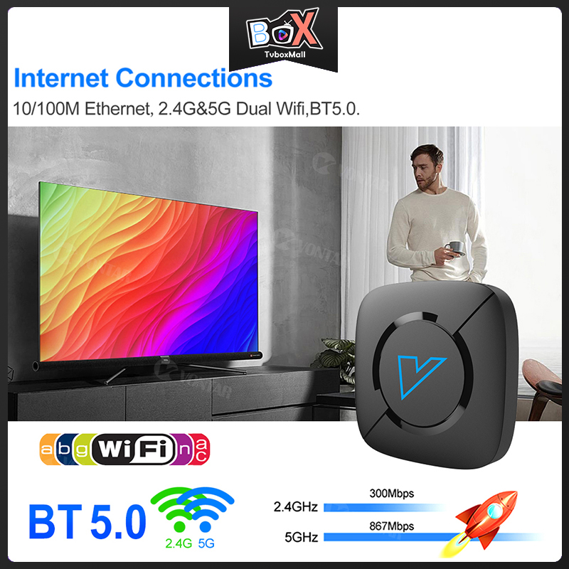 GOOGLE Đầu Tv Box V6 Android 10 4g 64gb 4k 3d Dual Wifi Bt5.0