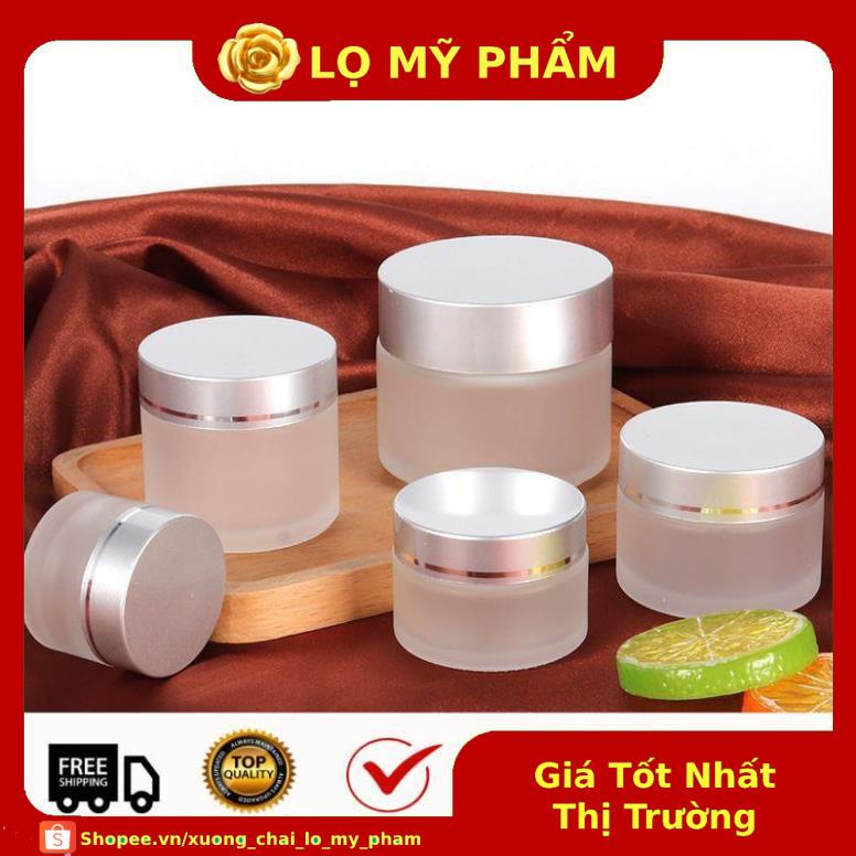 Hủ Chiết Mỹ Phẩm Thủy Tinh Nắp Bạc , phụ kiện du lịch