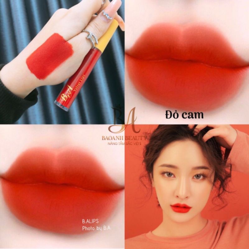 [ Đỏ Cam _B.A ] Son kem lì không chì thiên nhiên màu son quốc dân | BigBuy360 - bigbuy360.vn