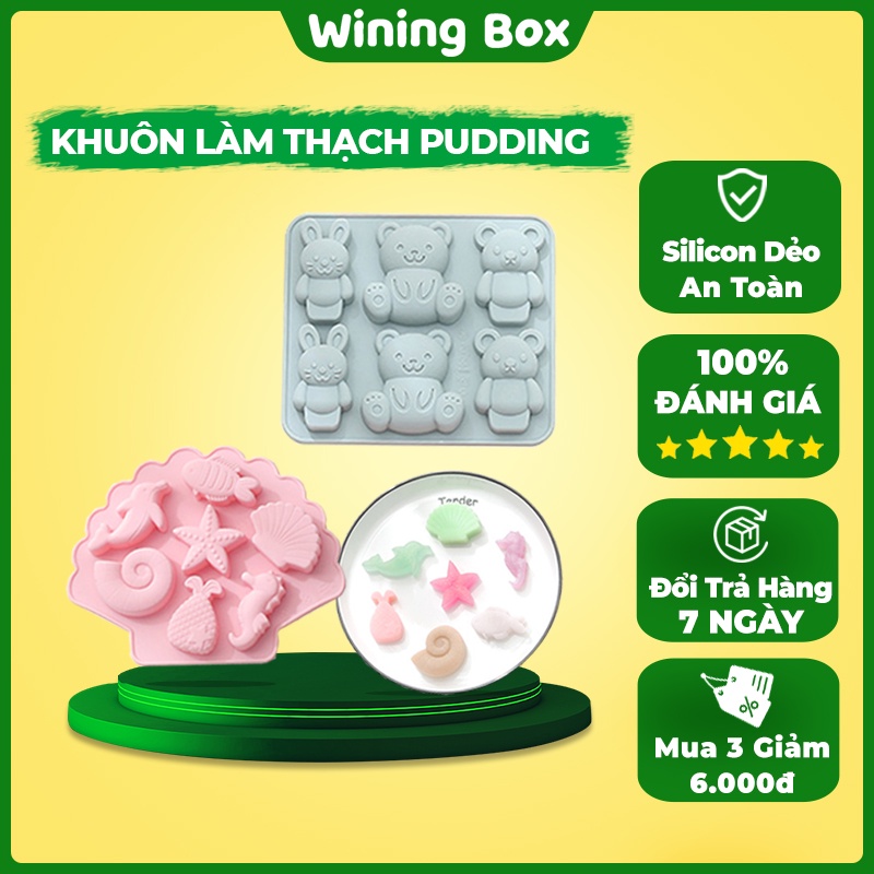 Khuôn silicon làm thạch, Khuôn kẹo chip, pudding cho bé Nhựa PP An toàn Hot 2021 Wining Box