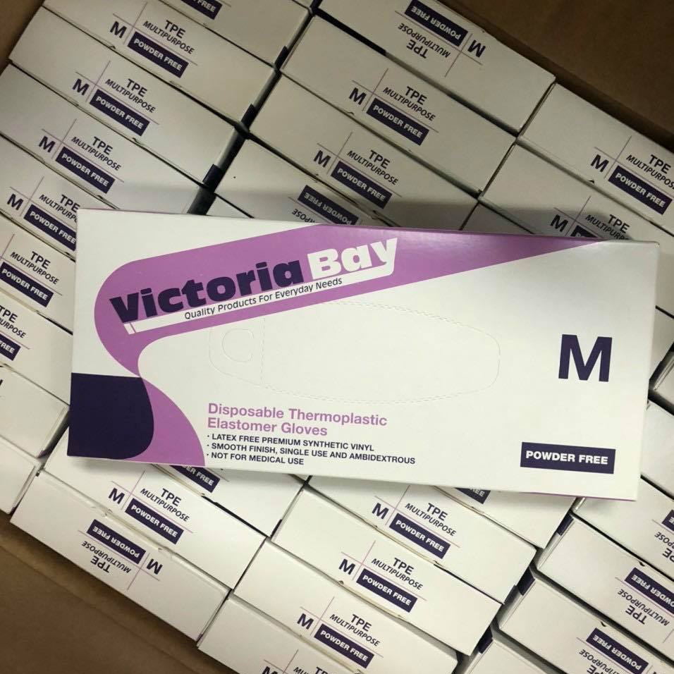 Hộp 100 Găng Tay Cao Su Victoria Bay Siêu Dai, Siêu Mềm Chất Liệu TPE Không Mùi Size L-M-S - MTDDT