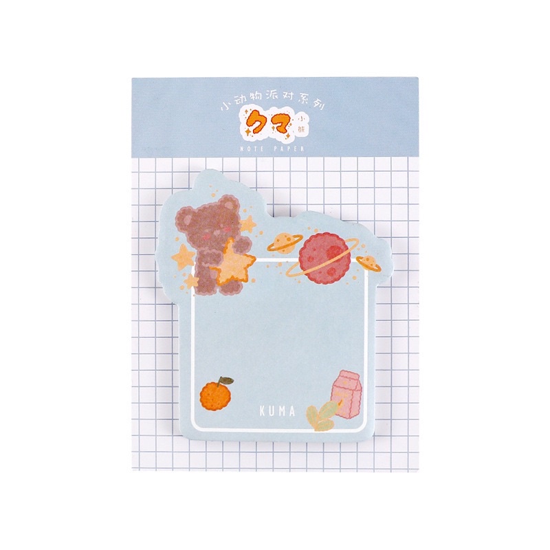 Set 30 Tờ Giấy Note Ghi Chú Màu Pastel Hình Thú Mèo Cún Dễ Thương