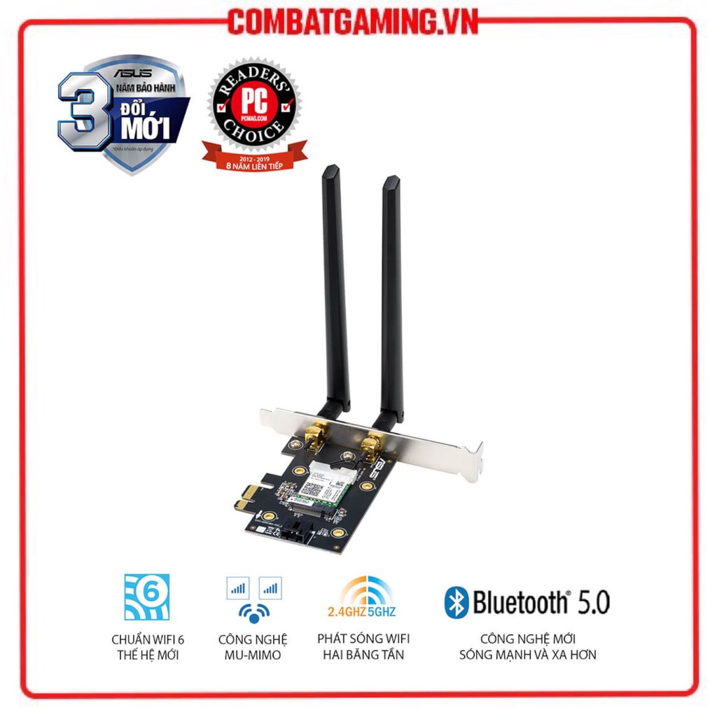 Card Mạng PCIe WiFi 6 ASUS PCE - AX3000 Chuẩn AX3000 Tray (Hàng chính hãng Asus VN)