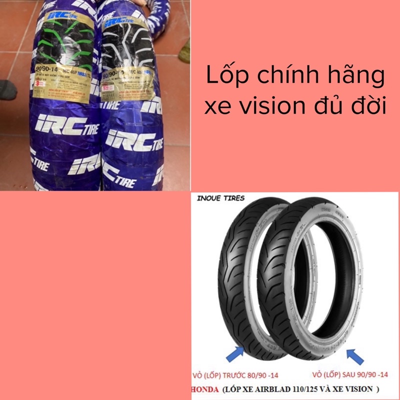 Vỏ lốp xe vision 2021 2022 2020 2019 2018 2017 2016 2014 2013 2012 2011 chính hãng irc trước và sau