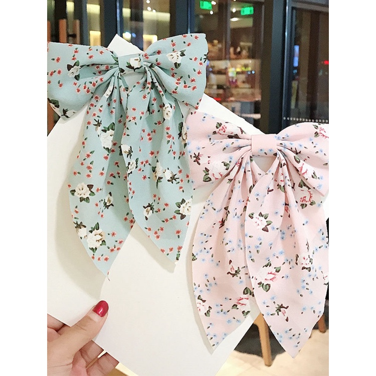 Kẹp Tóc Hình Nơ Họa Tiết Hoa Cúc Chấm Bi Phong Cách Cổ Điển Cho Nữ