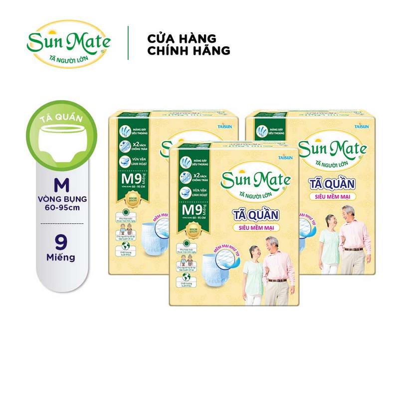 Combo 3 Tã Quần Người Lớn Siêu Mềm Mại SunMate M09