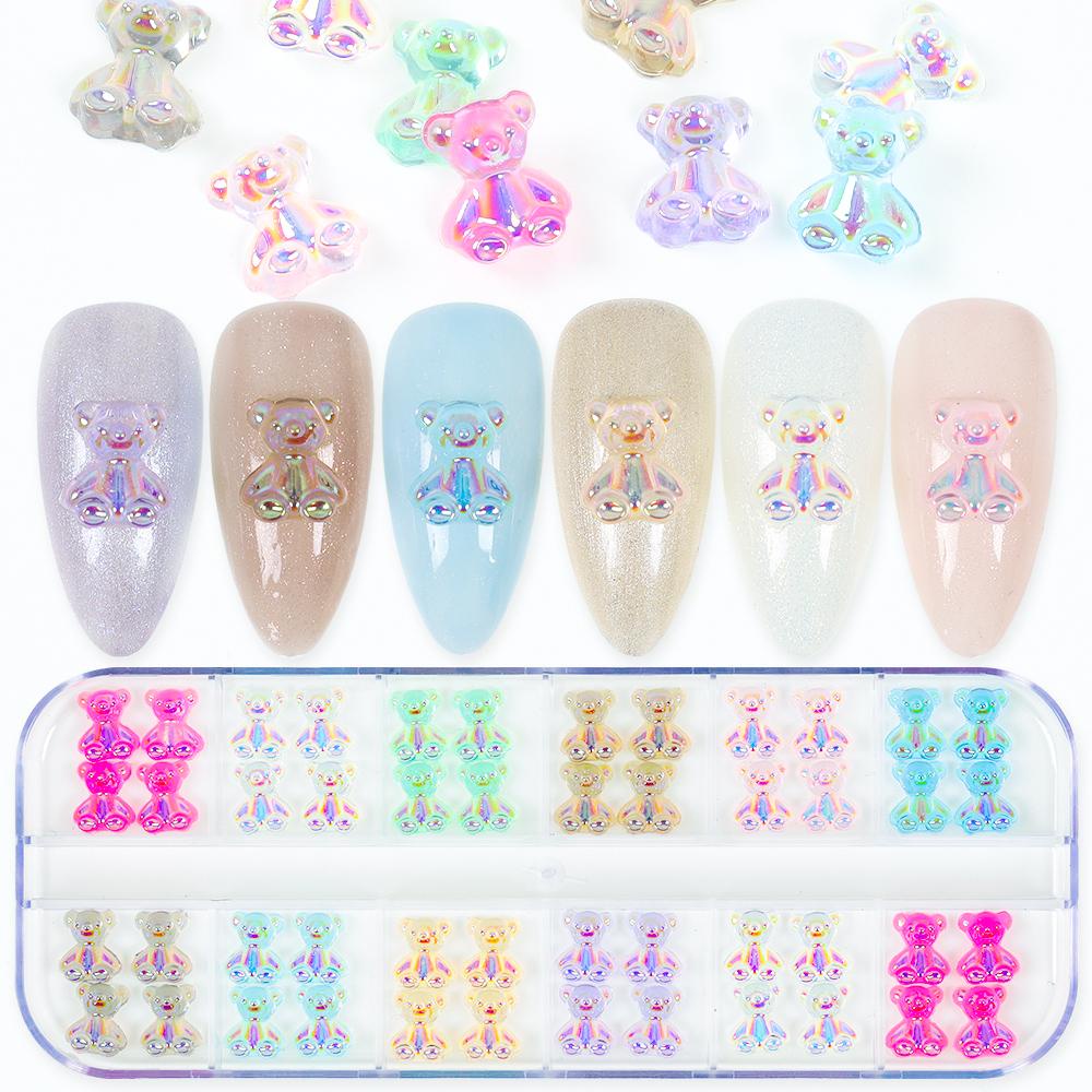 Phụ Kiện Trang Trí Móng Tay Hình Nơ Xinh Xắn|Phụ Kiện Trang Trí Móng Tay Trong Suốt Lấp Lánh Phong Cách Nhật Bản DIY