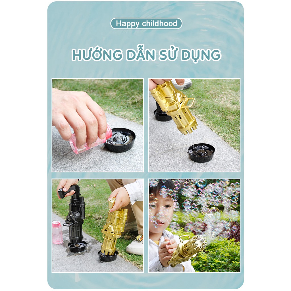 Súng bắn xà phòng 8 nòng [FREE SHIP] Đồ chơi phun bong bóng ngoài trời thổi bọt mạnh mẽ cho bé vui chơi ngoài trời