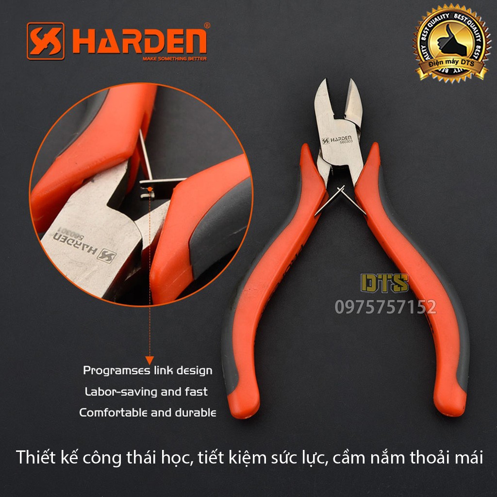 Bộ 2 kìm điện - kìm cắt mini trợ lực HARDEN 4.5 inch, thép CR-V, thiết kế công thái học, lò xo kép - Tiêu chuẩn châu Âu