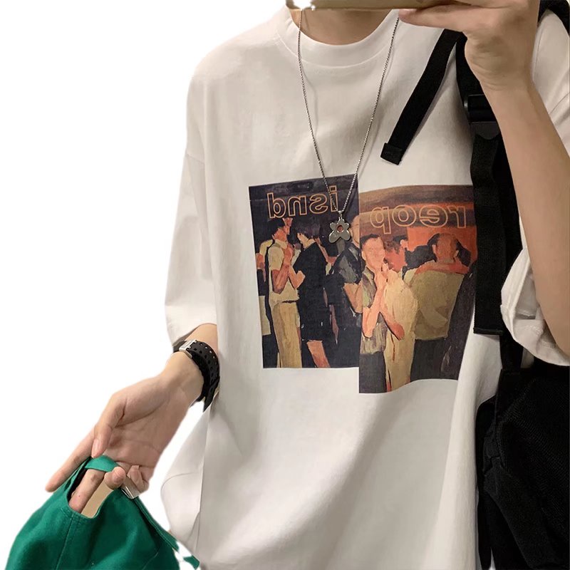 Áo Thun Dáng Rộng In Chữ Phong Cách Hàn Quốc Thời Trang Mùa Hè Cho Nam Size M-8XL