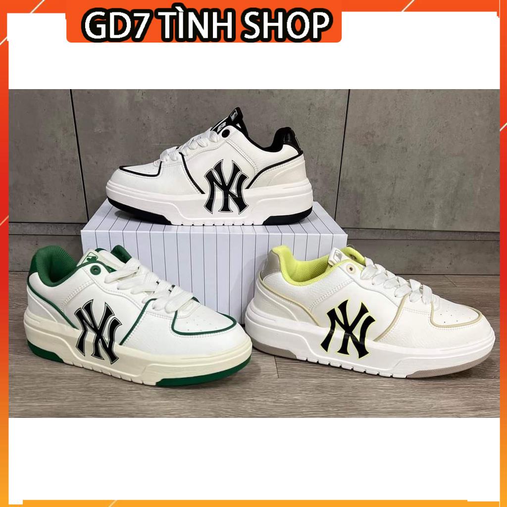 Giày MLB Chunky Liner White Black New York Yankees, Giày Thể Thao Nam Nữ MLB NY Đen Trắng Đế Tăng Chiều Cao 5cm