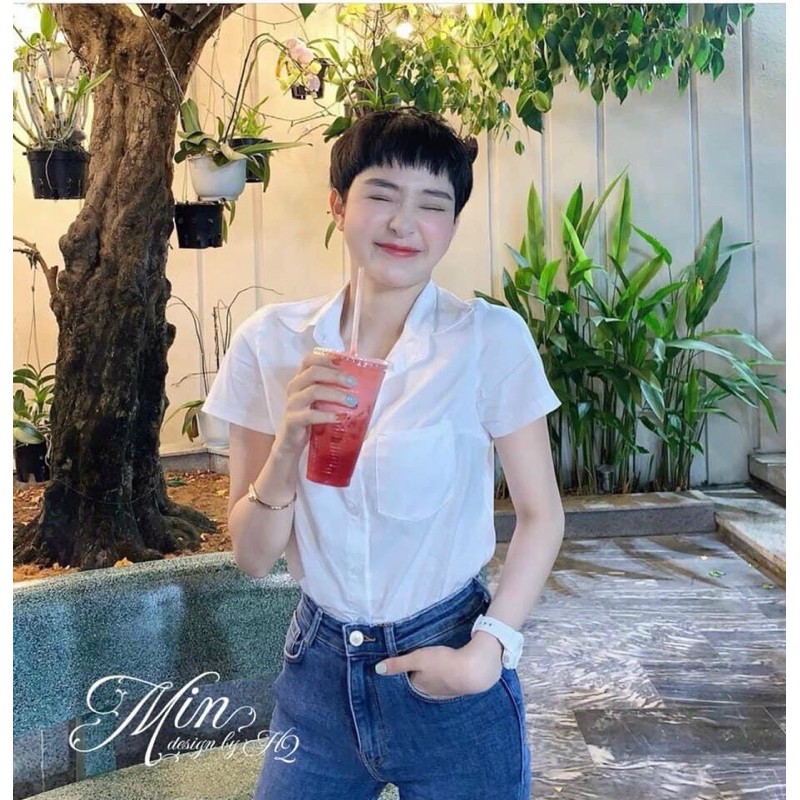 Áo sơ mi GU Trắng Ngắn Tay Có Túi - Sơ Mi Công Sở Nữ Sang Trọng - Thời Trang Hàn Quốc Được Nhiều Ce Tin Dùng- N.u Store