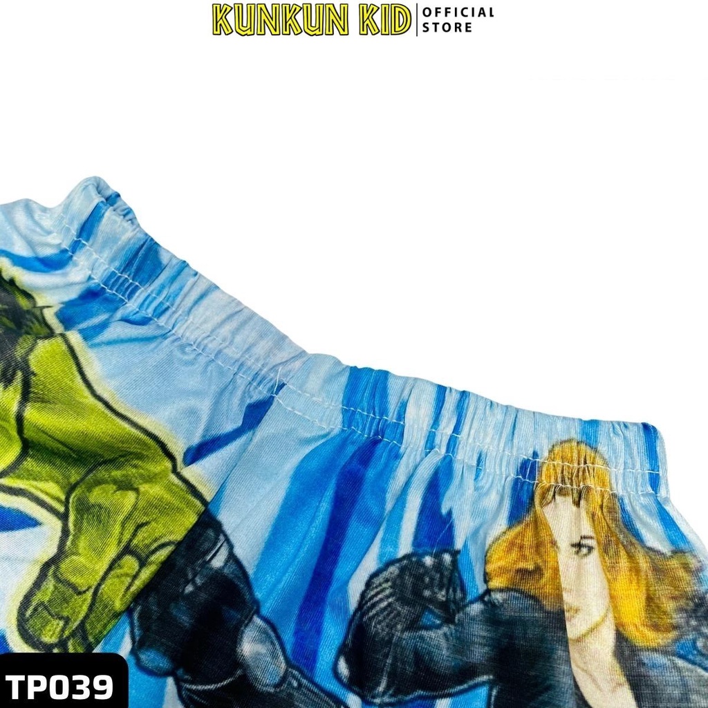 Quần áo bé trai Thun lạnh Kunkun Kid TP039 In 3D hoạt hình Avengers size đại từ 10-40kg