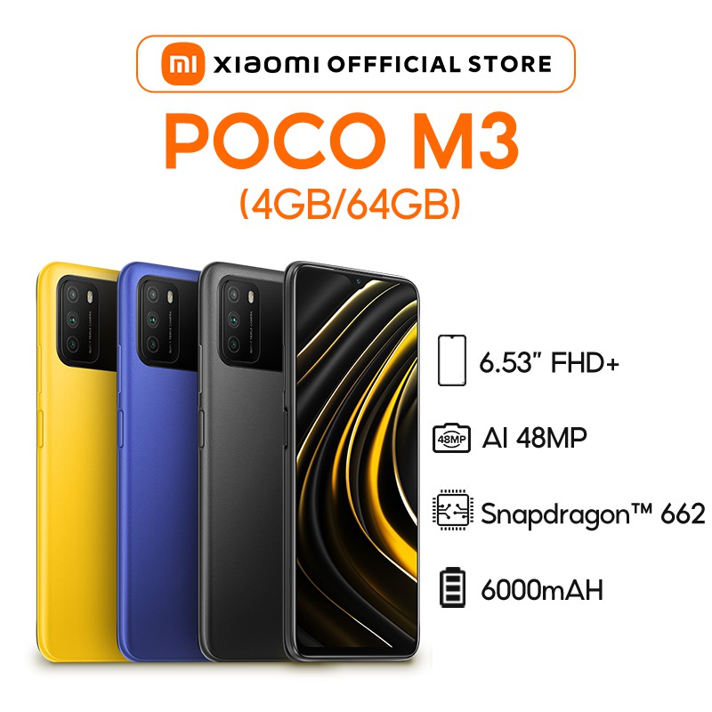 Điện thoại Xiaomi POCO M3 4GB/64GB Hàng chính hãng BH điện tử 18 tháng