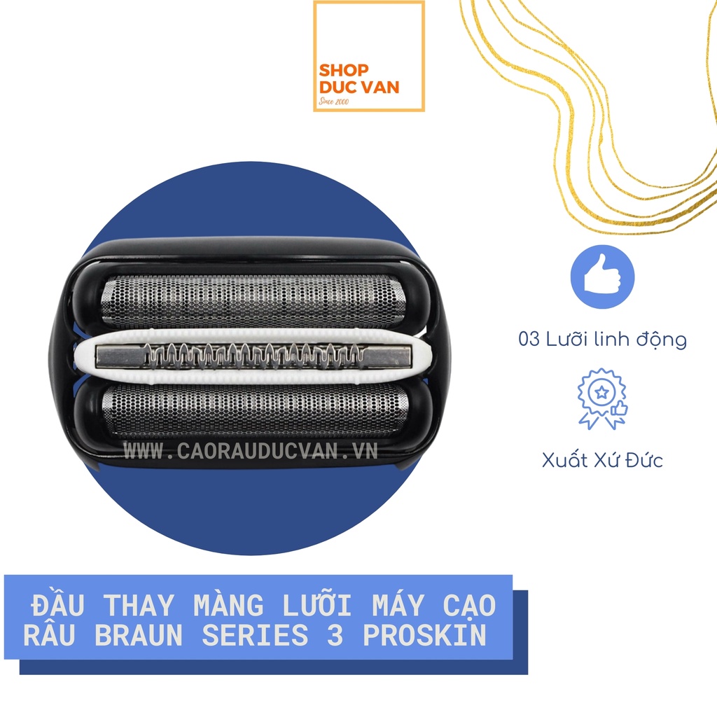 Đầu Thay Màng Lưỡi Máy Cạo Râu Braun Series 3 ProSkin thế hệ mới 3090cc 3080s 3070cc 3050cc 3045s 3040s 3030s 3020s 3010