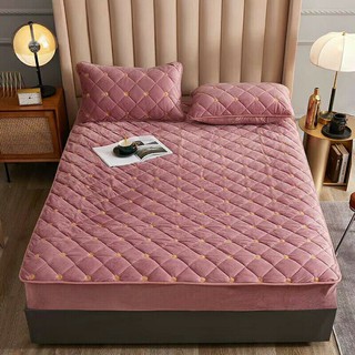 Bộ ga gối trần bông Muji nỉ nhung hoa cúc,trần gucci hàng nhập loại 1