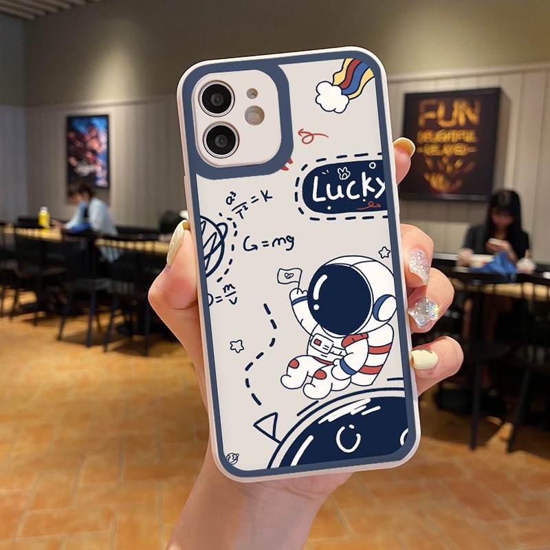 Ốp iphone Du hành Lucky ốp lưng vuông bảo vệ camera iphone 6 7 8 plus x xr xsmax 11 12 13pro max tr226