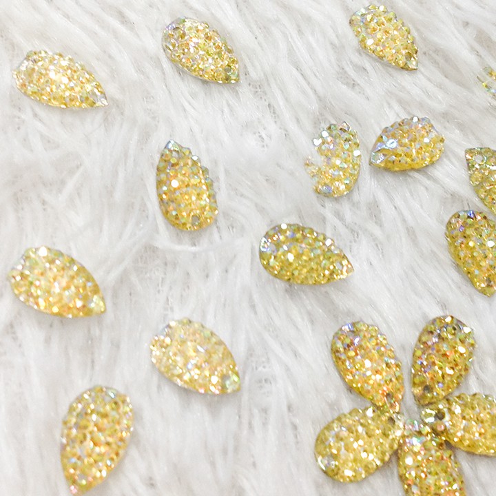 Hạt cườm 3d kết áo đính dài váy đầm hình giọt nước vàng