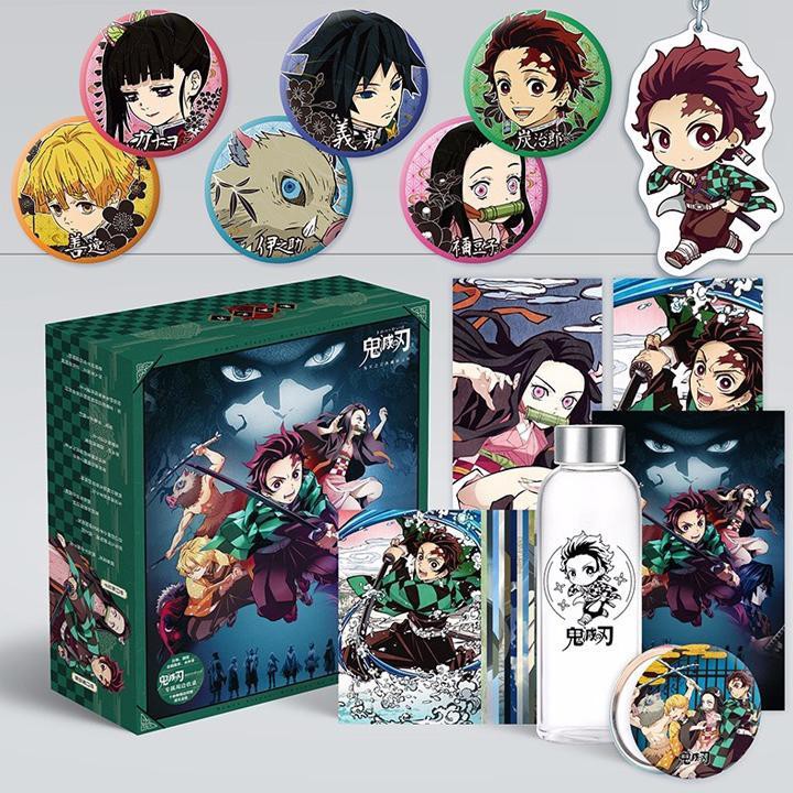 Hộp quà tặng Kimetsu No Yaiba Thanh gươm diệt quỷ anime có bookmark postcard huy hiệu ảnh dán ảnh thẻ poster