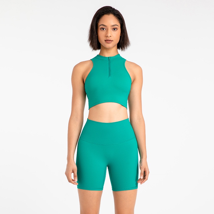 One set Áo Ngực Có Dây Kéo Trước + Quần Short Tập yoga