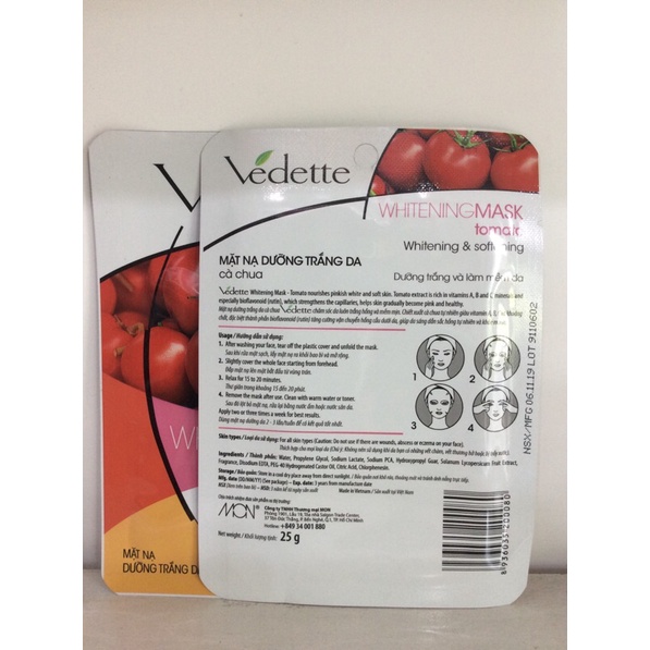 Mặt nạ dưỡng trắng da cà chua vedette 25g