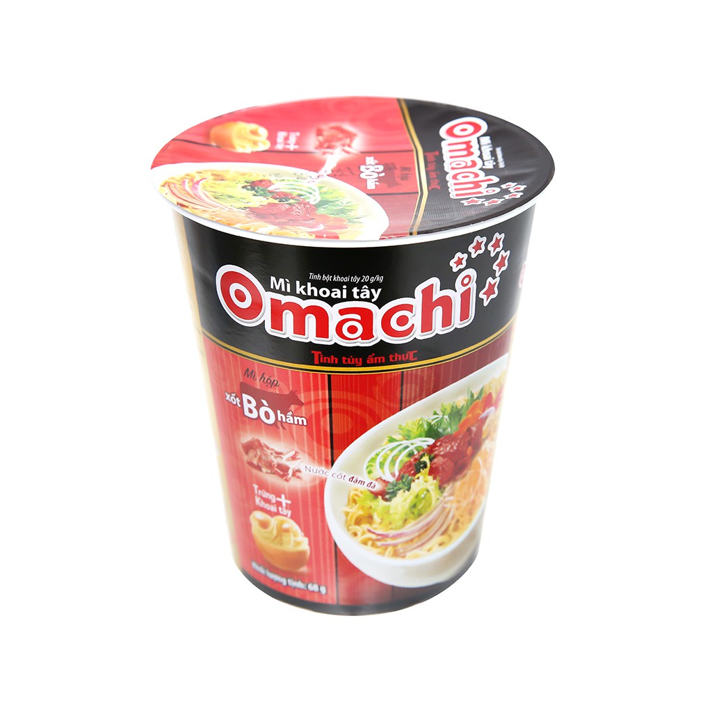 Mì khoai tây Omachi xốt bò hầm/Sườn hầm ly 68g