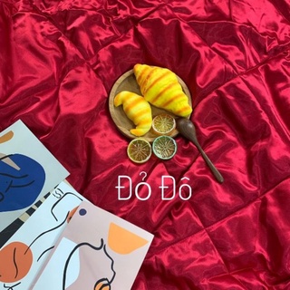 Bộ chăn drap phi màu đỏ đô